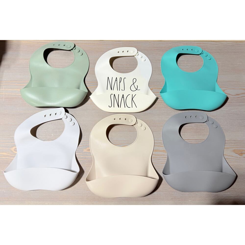 6 Assorted Silicone Baby Bib Bundle